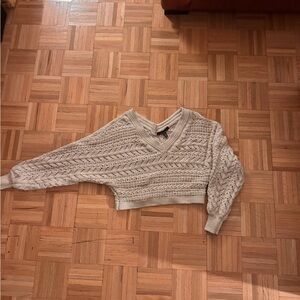 White House Black Market Beige V-Neck Sweater